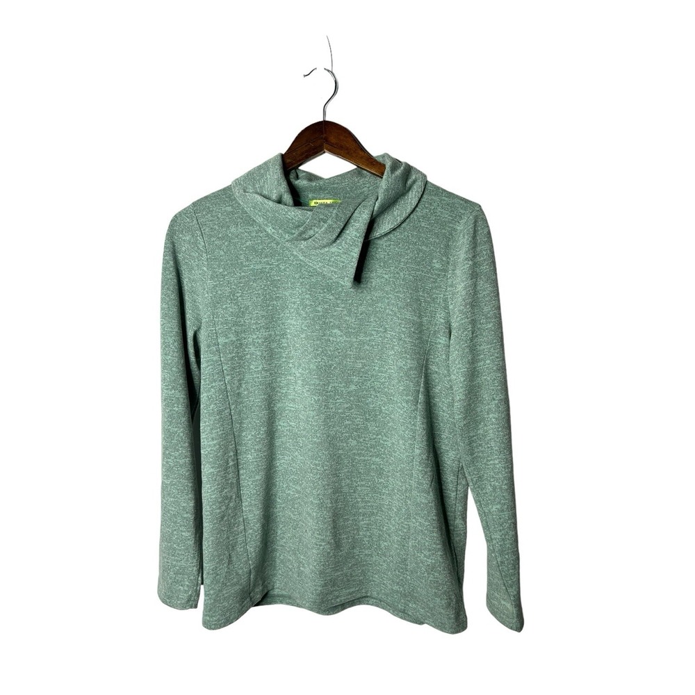 Womens Trisha Tyler‎ size Large aqua/black cowl neck sweater shirt